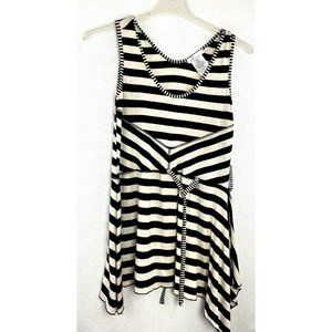 Zoe Sleeveless Striped Mini / Short Dress - Women's Size S -black/ Cream Rayon